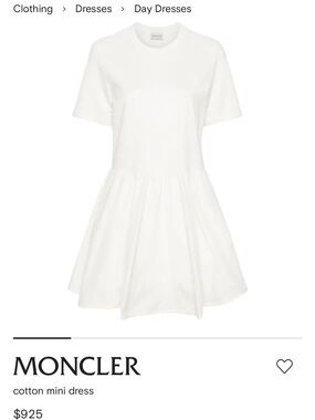 Moncler Off-White Short Sleeve Cotton Flared Mini Dress
